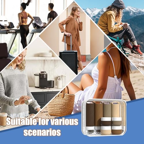 Travel Toiletry Containers 26Pcs Silicone Leakproof TSA Approved Set - color: Brown