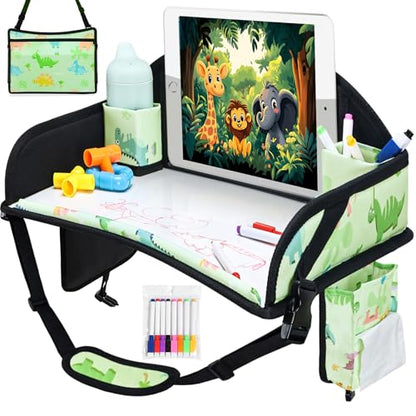 Car Seat Tray,Toddler Road Trip Essentials With Drawing Kit - color: Green
