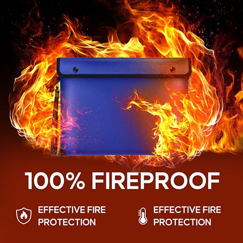 6500℉ Upgraded Fireproof Bags with Fire Proof Zipper A4 Size (Blue) - color: Blue, size: A4 Size