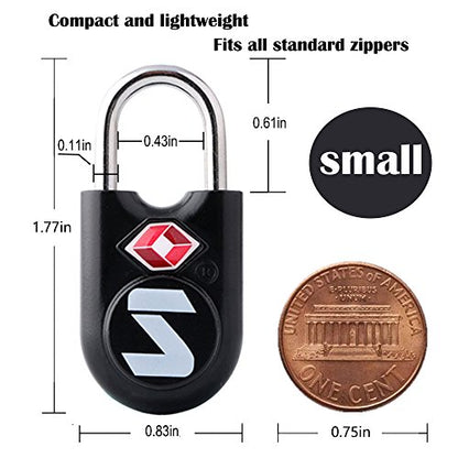 SURE LOCK Mini TSA Approved Keyed Luggage Lock – One Key Opens All, Fits Tight Zipper Gaps & Small Pull Holes, Compact Travel Lock for Suitcases, Backpacks & Handbags - color: ALL COLOUR 6 PACK