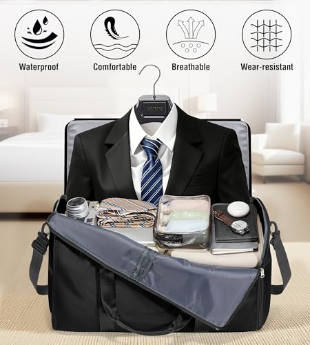Convertible Garment Duffle Black Carry On Hanging Suit Bag for Travel - color: A-Black