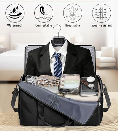 Convertible Garment Duffle Black Carry On Hanging Suit Bag for Travel - color: A-Black