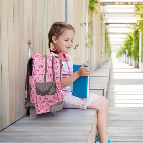 Tilami Rolling Backpack for Boys and Girls,Flamingo - color: Flamingo
