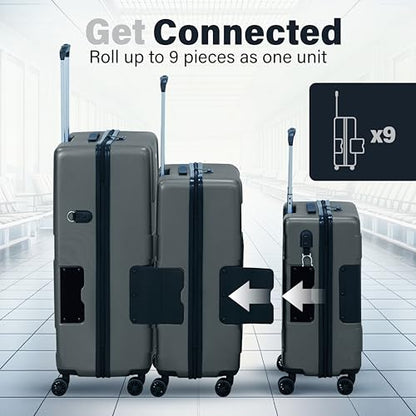 TACH Patented Connecting Hard Shell 3 Piece Luggage Set - 20, 24 & 28 inch Luggage | Carry-On, Medium & Large Rolling Suitcases - Slate Grey - color: Slate Grey, size: 3-Piece Set