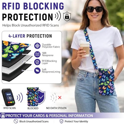 KJQJLY RFID Blocking Neoprene Cell Phone Sleeve (Butterfly) - color: Butterfly