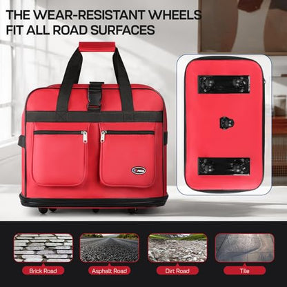 36'' Expandable Rolling Duffel Bag Suitcases w/Wheels,Foldable Luggage Bag - color: Red, size: 36''