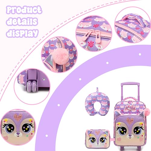 Kids Luggage with Wheels Softside 16" Kids Suitcase for Girls Luggage for Kid Airline Approved & Multi-function Carry Bag 3pcs Set - color: Zihuli