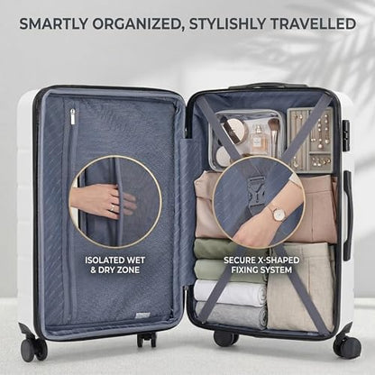 20 Inch Carry-On Luggage, Expandable, White - color: White, size: 20 Inch