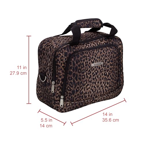 Rockland Fashion Softside Upright Luggage Set, Leopard, 2-Piece (14/19) - color: Leopard, size: 2 Piece (19"/14" Tote)