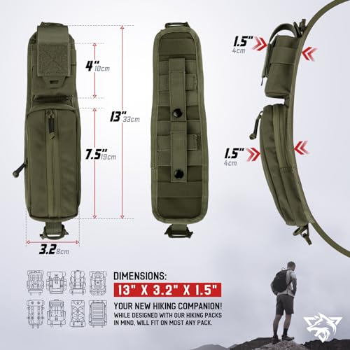 WYNEX Molle Accessories Pouch of Double Zipper Pocket Version, Backpack Strap Pouch Shoulder Strap Molle Attachment Tactical Accessories Bag Shoulder Starps Zipper Pocket Additional Phone Holder - color: Range Green-2Pcs