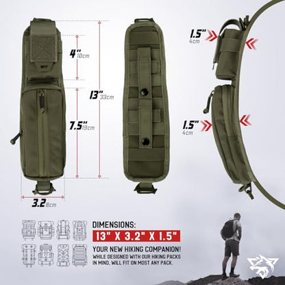 WYNEX Molle Accessories Pouch of Double Zipper Pocket Version, Backpack Strap Pouch Shoulder Strap Molle Attachment Tactical Accessories Bag Shoulder Starps Zipper Pocket Additional Phone Holder - color: Range Green-2Pcs