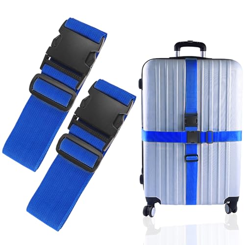 80In Luggage Straps for Suitcase Travel Long Belt Accessories, 2 Pack Blue - color: 2Pcs Blue