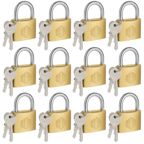 HOX Solid Brass Keyed-Alike Padlock, Hardened Steel Shackle, 40mm, 12-Pack - size: 40mm-12Pack