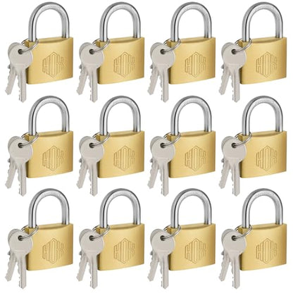 HOX Solid Brass Keyed-Alike Padlock, Hardened Steel Shackle, 40mm, 12-Pack - size: 40mm-12Pack