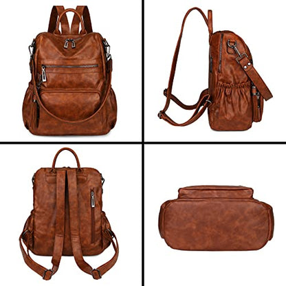 Uromee Travel Backpack Purse Women Vegan Leather Tassel Shoulder Bag - color: 0243 Brown Oil Wax
