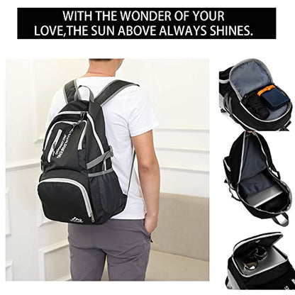 Lywencom 30L Foldable Hiking Backpack Ultralight Waterproof Daypack(Black) - color: Black