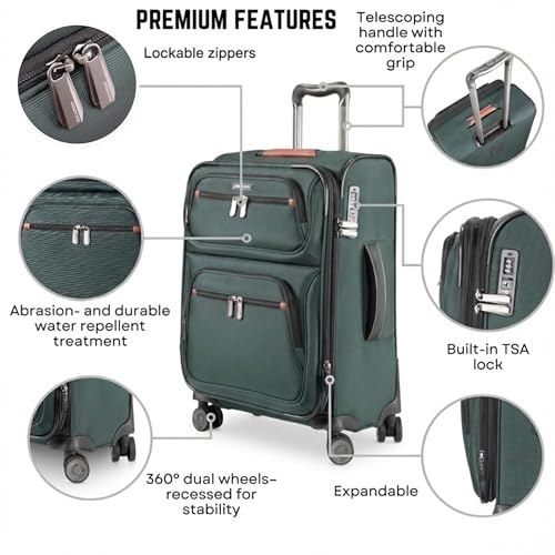 Ricardo Beverly Hills Montecito 3.0 Softside Luggage Collection Expandable Suitcases with Wheels and TSA Lock, 21 Carry-on (Hunter Green, 21-inch Carry-on) - color: Hunter Green, size: 21-inch Carry-on