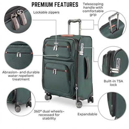Ricardo Beverly Hills Montecito 3.0 Softside Luggage Collection Expandable Suitcases with Wheels and TSA Lock, 21 Carry-on (Hunter Green, 21-inch Carry-on) - color: Hunter Green, size: 21-inch Carry-on