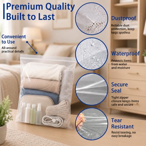 Extra Large 5 Gallon Zippered Plastic Bags for Storage - size: 5 gal-10 pack