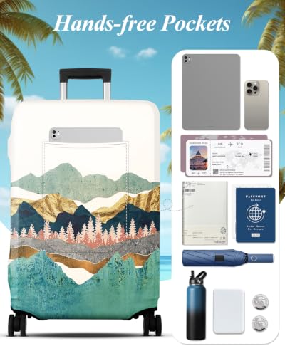 Slohif Luggage Cover for Suitcase Tsa Approved Protector - Luggage Sleeve Large Suit Case Cover Travel Stretch Baggage Case Protective Washable Fit 21-23 Inch Mountain S - size: Small (21-23 inches), style: Mountain