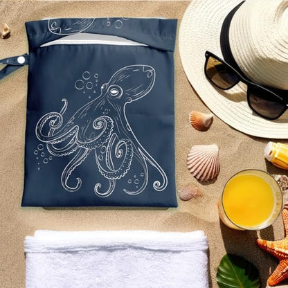 Octopus Wet Bag for Swimsuit Travel Beach Pool Baby Cloth Diapers - color: Octopus