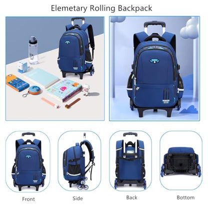 Mfikaryi Solid Color Elemetary Rolling Backpack,Camo Prints Kids Wheeled School BookBag,Backpack with wheels for boys - color: Black Red