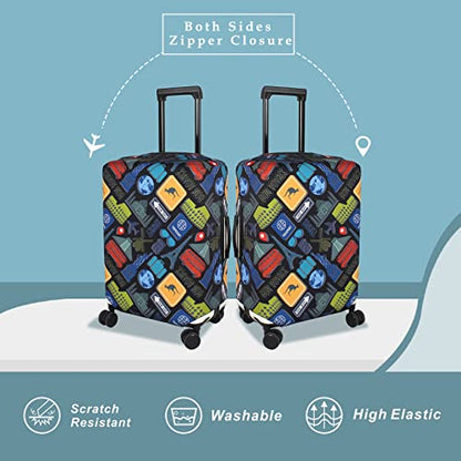 Explore Land Travel Luggage Cover Fits 23-26 inch Case (Bon Voyage, M) - color: Bon Voyage, size: M