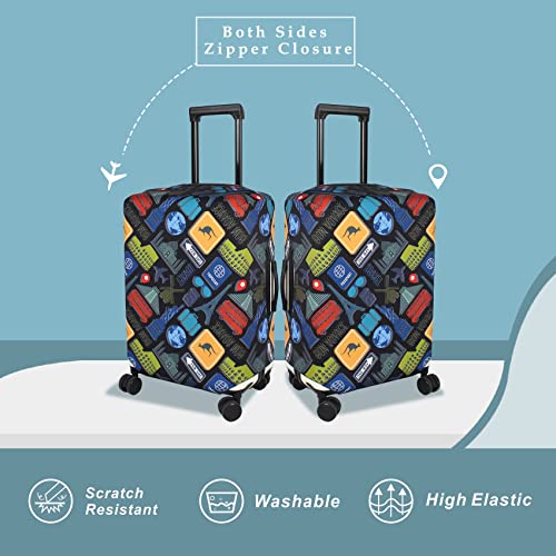 Explore Land Travel Luggage Cover Fits 18-22 inch Case (Bon Voyage, S) - color: Bon Voyage, size: S