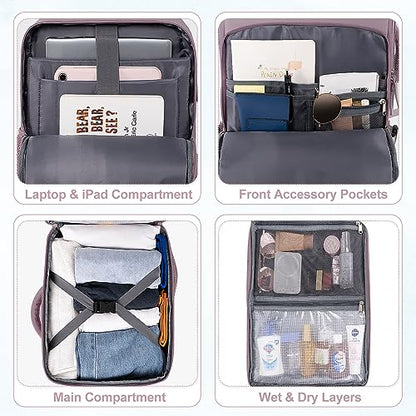 Sinaliy Travel Backpack, TSA Carry on Flight Approved Backpack - color: Purple, size: X-Large