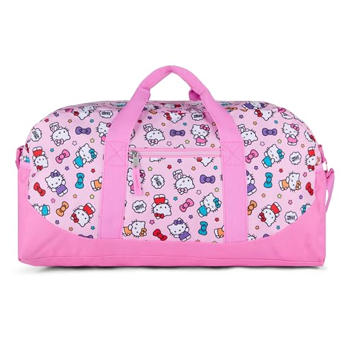 Hello Kitty Duffle Bag, 16” Travel Sleepover Bag for Girls, Weekender Bag, Pink Dance Bag - color: Hello Kitty