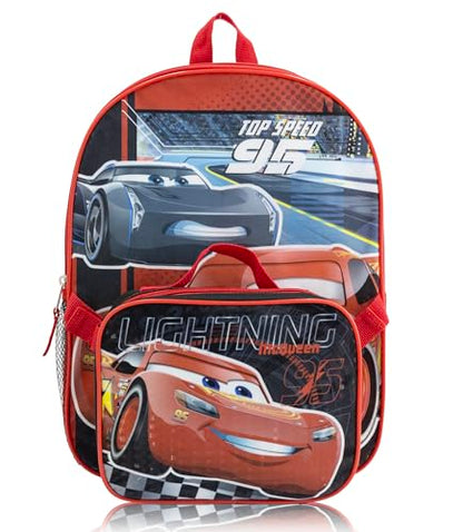 Disney Pixar Lightning McQueen Backpack with Lunch Box Set for Kids - color: Cars