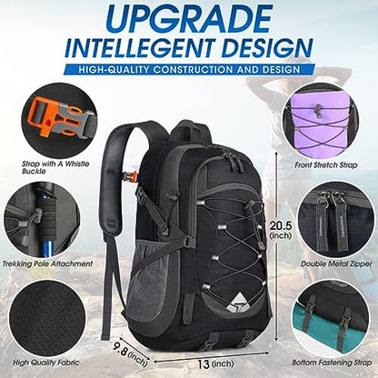 IGOLUMON Hiking Backpack 40L Packable Lightweight Camping Daypack Men Women - color: Black