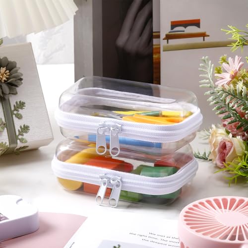 Ceenna 2 Pcs Clear Zipper Case Hard Shell Pouches,2 Mini - size: 2 Mini