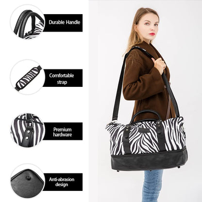 Kinmac Travel Duffel Bag,Sports Gym Yoga Duffel Bag Weekender Overnight Totes Bag (Zebra) - color: Zebra