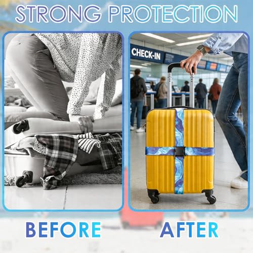 4 Pack Luggage Straps for Suitcases Adjustable Luggage Belt Suitcase Strap Travel Bag Accessories (Sky Blue(4 Pack)) - color: Sky Blue(4 Pack)