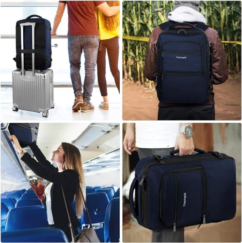 Vancropak Carry on Backpack, 40L Expandable Travel Backpack for Airplane - color: Blue, size: X-Large