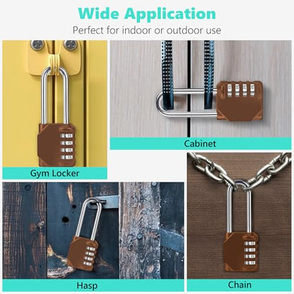 CL21MC 2.6 Inch Long Shackle Combination Lock, 4 Digit Combination Padlock Set Your own Combination for Gym Locker Lock, School, Gates, Doors, Toolbox, Hasps and Storage (Mocha Mousse (L) *1) - color: Mocha Mousse (L) *1