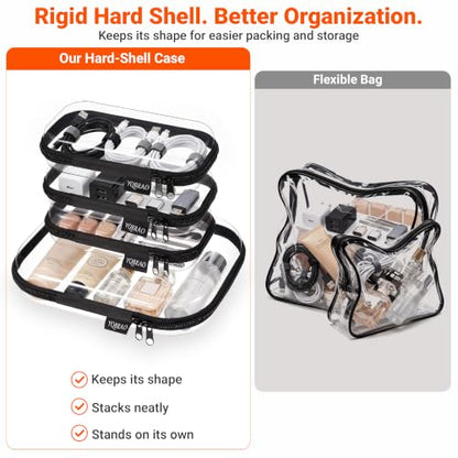 YQBRAO 4-Piece Clear Hard Shell Zipper Case Set, 1M 3S, Black - color: Black, size: M+3S