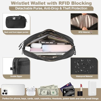 YFWE Phone Strap Crossbody, Clip and Go Strap for Phone with Wallet Crossbody, Adjustable Phone Lanyard Belt Strap with Detachable RFID Wristlet Wallet (XL) - color: Black, size: X-Large