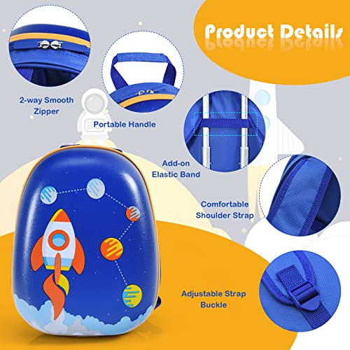 Goplus 2PC Kids Luggage, 12" & 16" Kids Carry On Luggage Set with 4 Spinner Wheels, Lightweight Rolling Spinner Suitcase for Children Toddlers Boys and Girls Travel - color: Astronaut