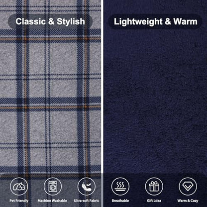 forestfish Wearable Blanket Compact Pillow 2-in-1, Lap Blanket Poncho with Button Plaid Throw Cushion for Home Office Sofa - color: Smoke Gray
