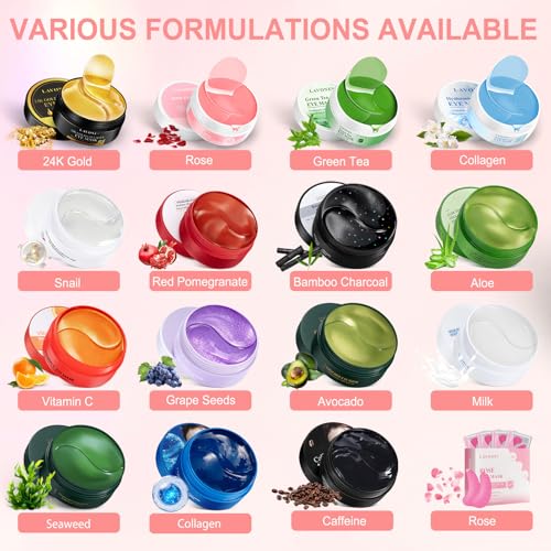 Eye Mask, 30-Pair Collagen Rose Eye Patches for Puffy Eyes and Dark Circles - color: Pink