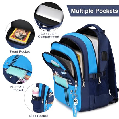 ACESAK Astronaut Backpack for Boys - Boy Backpack Schoolbag with Lunch Bag - color: Dark Blue