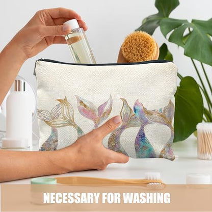 Mermaid Gifts for Women Girl, Mermaids Tail Makeup Bag Cosmetic Bag for Purse,Preppy Beach Cosmetic Bag for Purse, Aesthetic Ocean Coastal Makeup Zipper Pouch - color: Mermaid Tail