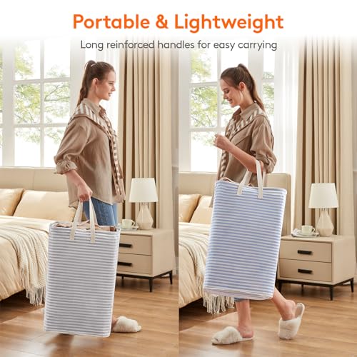 Lifewit 80L Large Laundry Baskets, Laundry Hampers Bags, 2 Pack, Grey&Blue - color: Grey-Blue, size: 80L