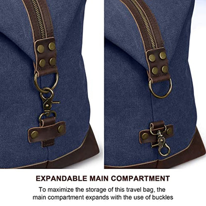 S-ZONE Duffle Bag for Travel Canvas Duffel Bag Carry on Weekender Bag for Men - color: Blue