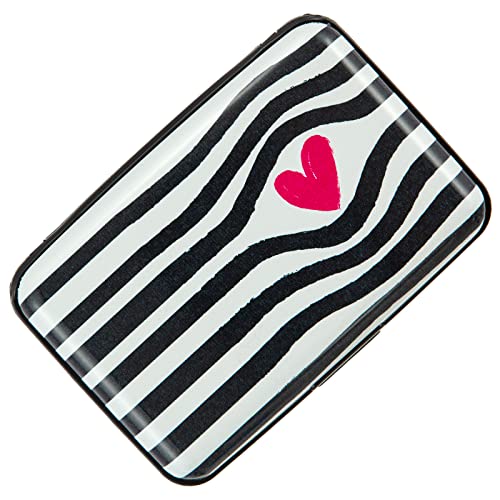 Credit Card Holder RFID Blocking Wallet for Women Men Small Mini Metal Slim Hard Aluminum Business Card Case (Pink Heart) - color: Pink Heart