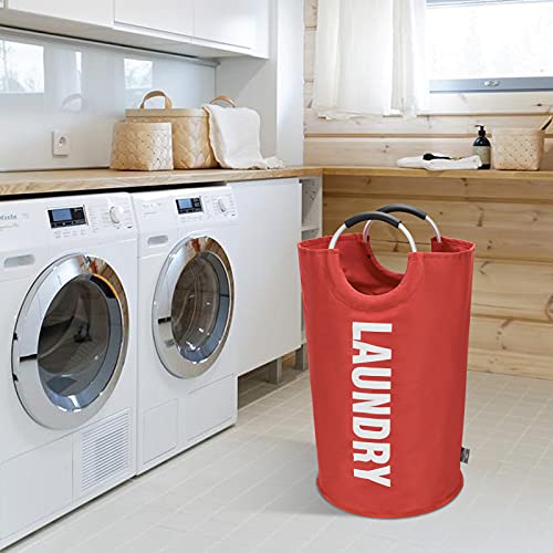 DOKEHOM 90L Large Laundry Basket Bag, Collapsible Tall Hamper, Red - color: Red, size: 90L