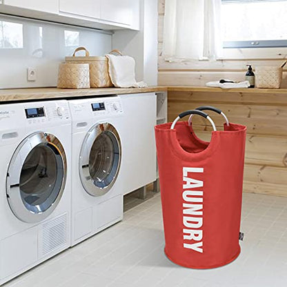 DOKEHOM 90L Large Laundry Basket Bag, Collapsible Tall Hamper, Red - color: Red, size: 90L