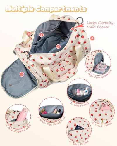 Overnight Trip Essential, Girls Gym Bag, Kids Weekend Duffel Bags - color: Beige, style: C